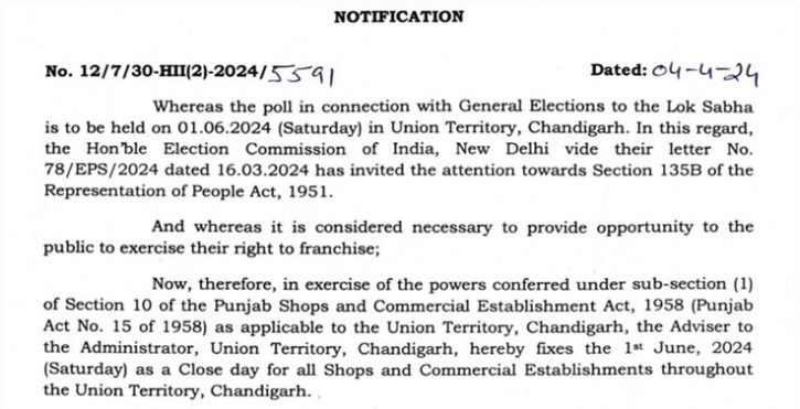 ਚੰਡੀਗੜ੍ਹ ਵਿਚ ਵੋਟਿੰਗ