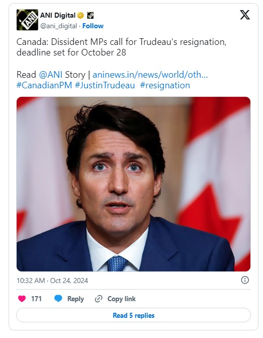 ਕੈਨੇਡਾ ਦੇ ਪ੍ਰਧਾਨ ਮੰਤਰੀ ਜਸਟਿਨ ਟਰੂਡੋ ਦੀਆਂ ਮੁਸ਼ਕਲਾਂ ਵਧਦੀਆਂ