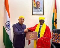 ਭਾਰਤ ਵਿੱਚ ਘਾਨਾ ਦੇ ਹਾਈ ਕਮਿਸ਼ਨਰ ਐਚ.ਈ. ਪ੍ਰੋ: ਕਵਾਸੀ ਓਬਿਰੀ-ਡਾਂਸੋ ਨੂੰ ਹਰਪ੍ਰੀਤ ਸੰਧੂ ਦੁਆਰਾ ਸ੍ਰੀ ਗੁਰੂ ਤੇਗ਼ ਬਹਾਦਰ ਸਾਹਿਬ ਜੀ ਦੇ 350ਵੇਂ ਸ਼ਹੀਦੀ ਦਿਹਾੜੇ ਨੂੰ ਸਮਰਪਿਤ ਪੁਸਤਕ ਭੇਟ