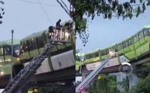 ਮੋਨੋਰੇਲ ਦੀ ਬਿਜਲੀ ਸਪਲਾਈ ਵਿੱਚ ਵਿਘਨ ਪੈਣ ਕਾਰਨ ਮੈਸੂਰ ਕਲੋਨੀ ਸਟੇਸ਼ਨ ਦੇ ਨੇੜੇ ਮੈਟਰੋ ਟ੍ਰੇਨ ਐਲੀਵੇਟਿਡ ਟ੍ਰੈਕ 'ਤੇ ਰੁਕ ਗਈ