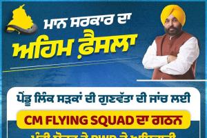 ਪੰਜਾਬ ਦੀਆਂ ਪੇਂਡੂ ਸੜਕਾਂ 'ਤੇ ਮਾਨ ਸਰਕਾਰ ਦੀ ਸਖਤੀ: CM ਫਲਾਇੰਗ ਸਕੁਐਡ ਕਰੇਗਾ ਗੁਣਵੱਤਾ ਦੀ ਨਿਗਰਾਨੀ, 19,491 ਕਿਲੋਮੀਟਰ ਸੜਕਾਂ ਵਿੱਚ ਹੋ ਰਿਹਾ ਸੁਧਾਰ