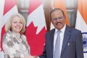  ਕੈਨੇਡਾ ਦੀ ਰਾਜਧਾਨੀ ਓਟਾਵਾ ਵਿੱਚ ਭਾਰਤ ਦੇ ਰਾਸ਼ਟਰੀ ਸੁਰੱਖਿਆ ਸਲਾਹਕਾਰ ਅਜੀਤ ਡੋਵਾਲ ਅਤੇ ਕੈਨੇਡਾ ਦੀ ਨਤਾਲੀ ਡਰੋਇਨ ਦਰਮਿਆਨ ਮੀਟਿੰਗ ਹੋਈ